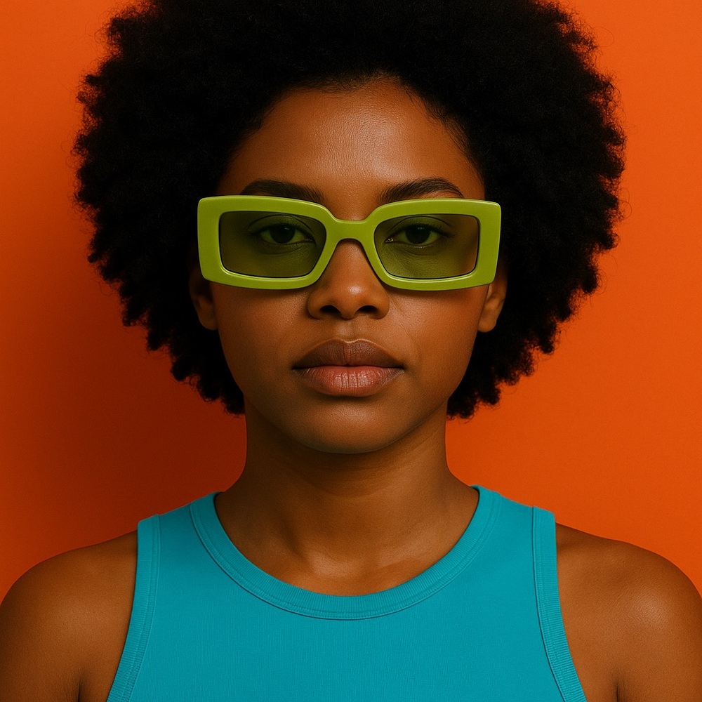 Green Rectangular Sunglasses - Picture 4 of 4